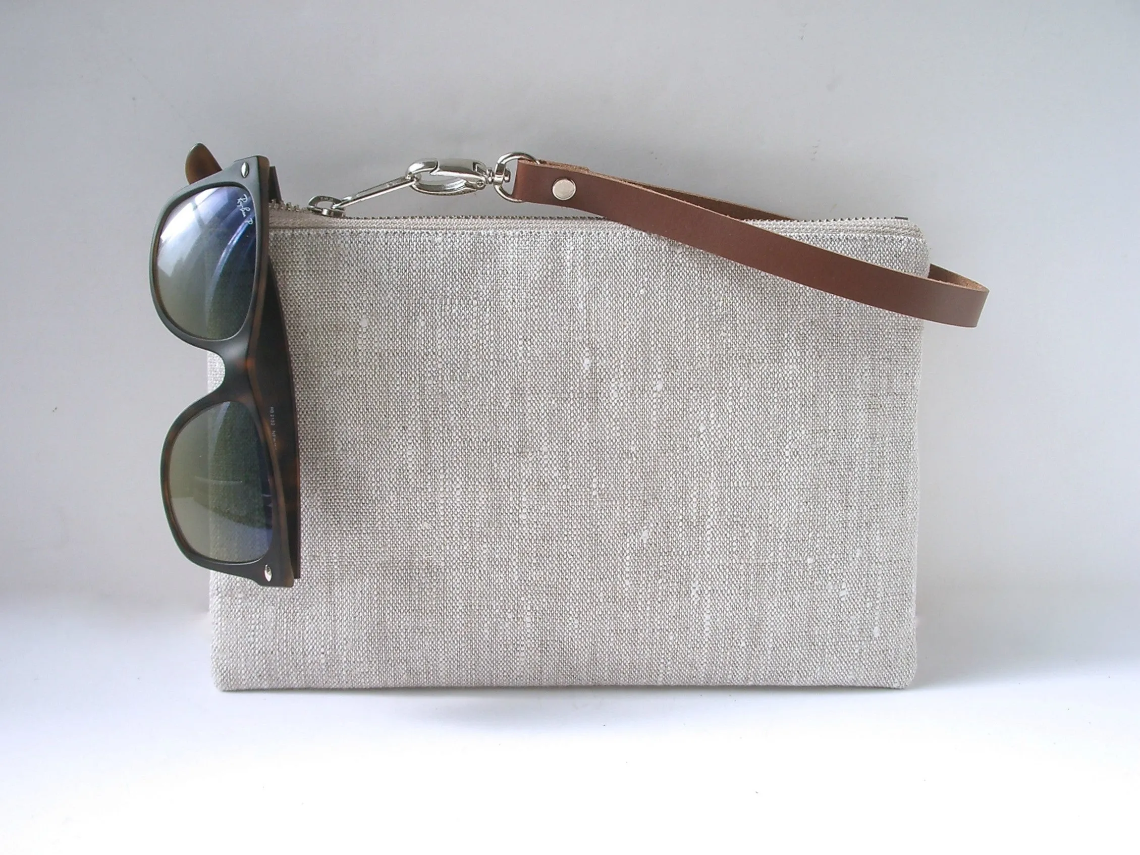 Simple Linen Wristlet, Clutch Bag