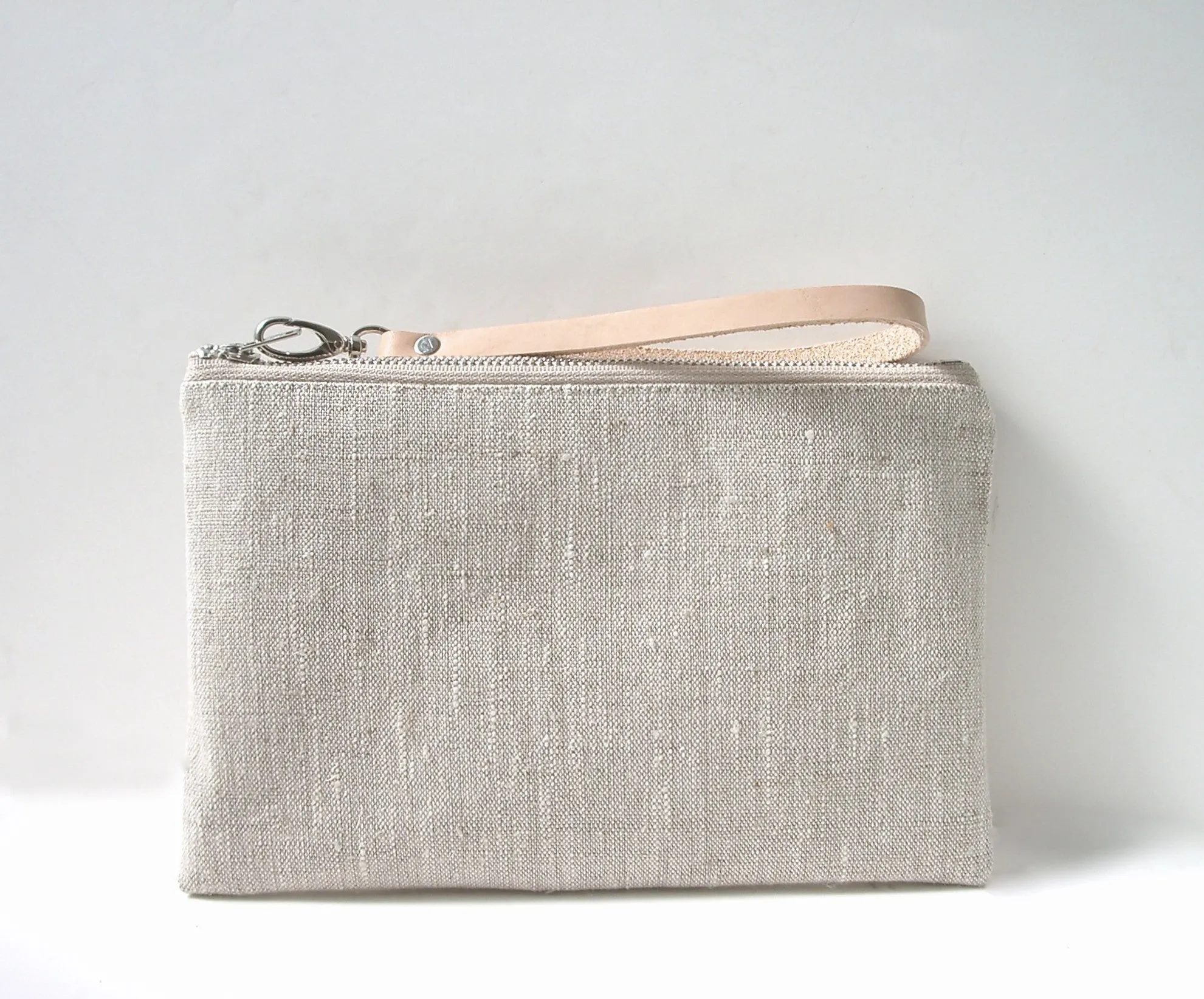 Simple Linen Wristlet, Clutch Bag
