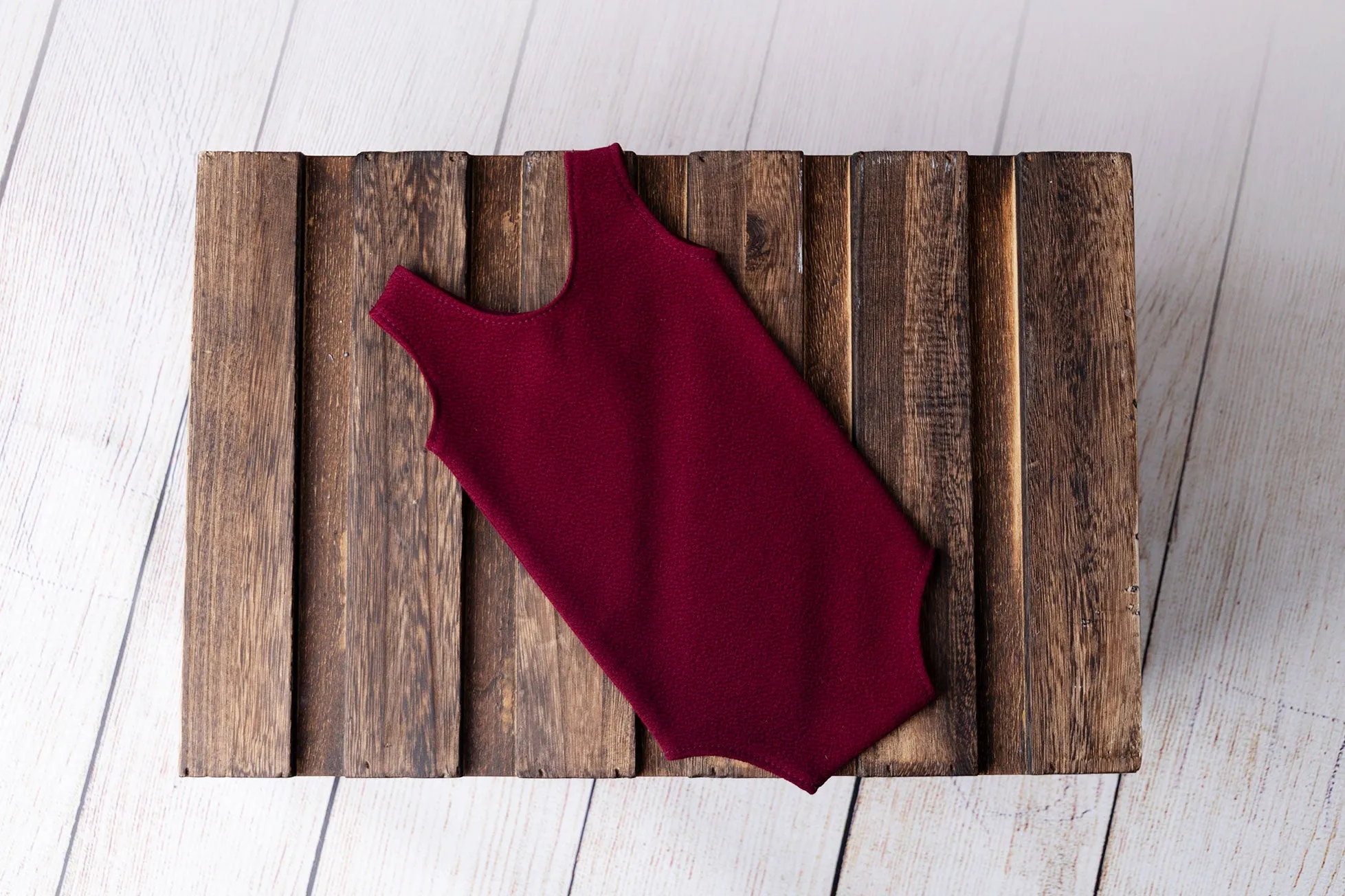 Sleeveless Stitch Romper - Textured - Burgundy