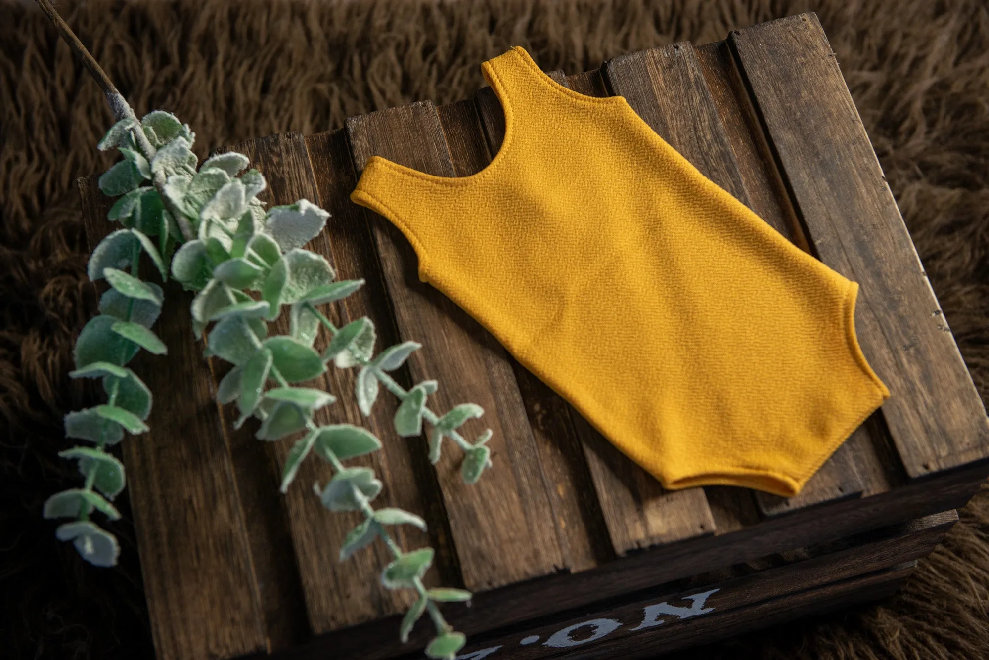 Sleeveless Stitch Romper - Textured - Mustard
