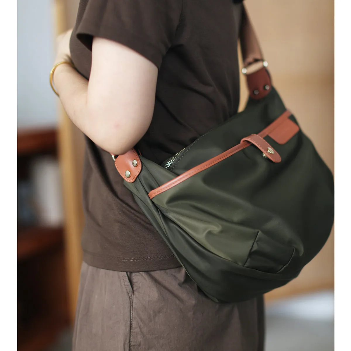 Stylish Womens Black Nylon Shoulder Bags Nylon Crossbody Bag