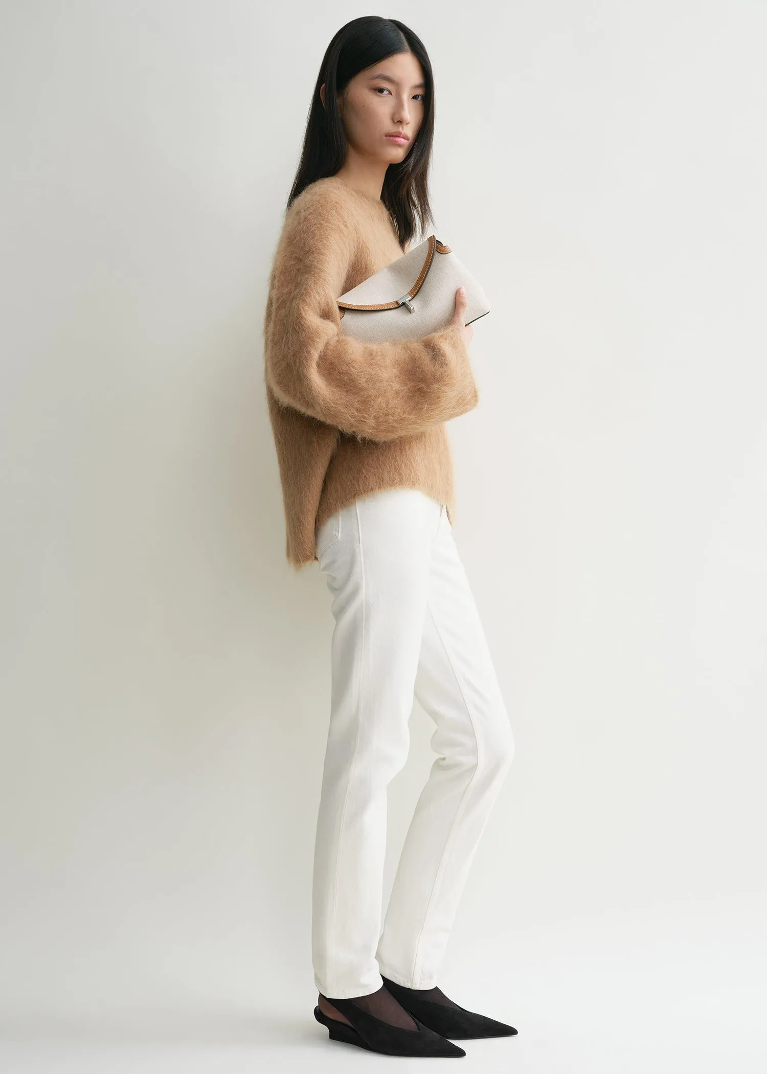 T-Lock canvas clutch ecru/tan