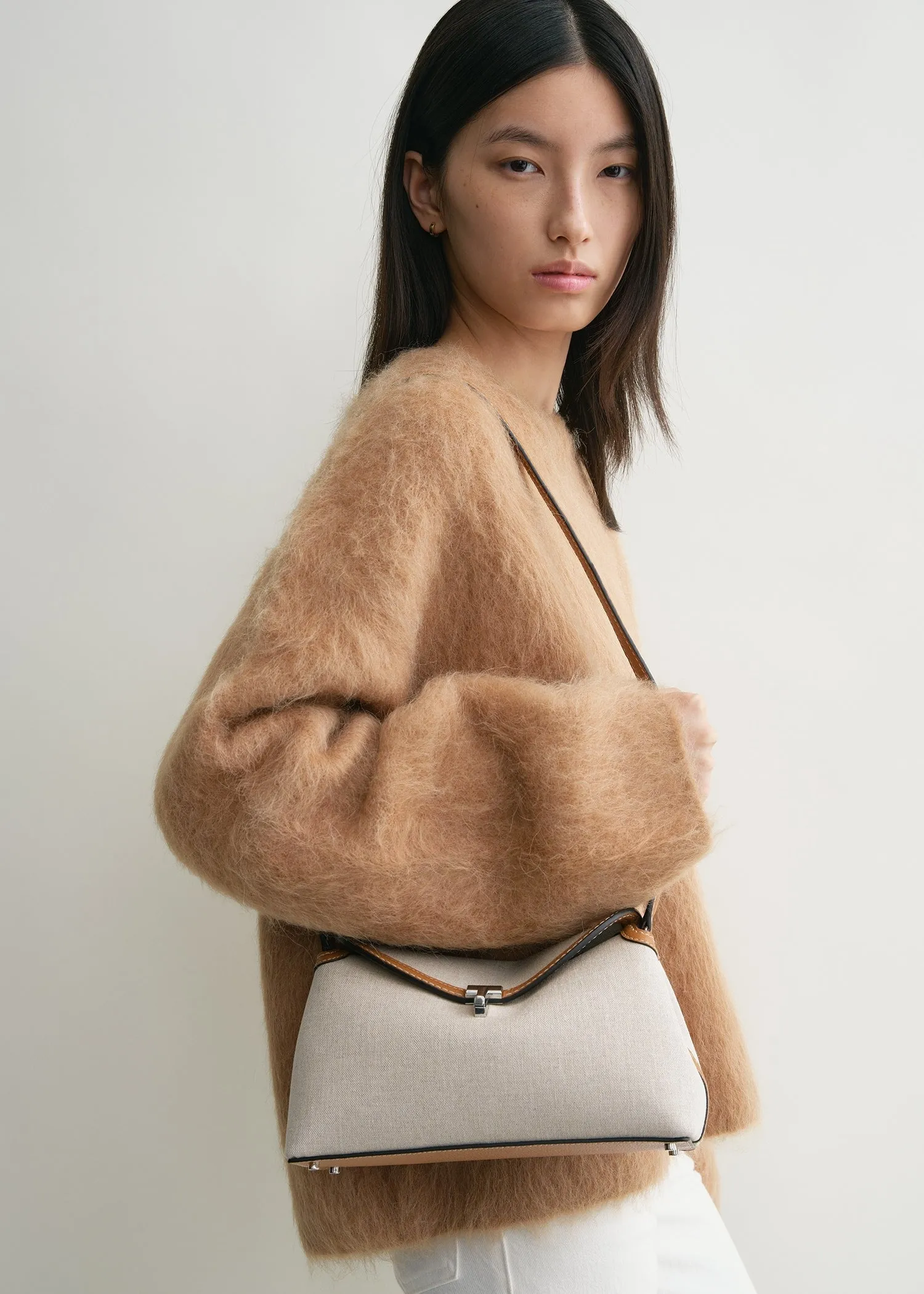 T-Lock canvas clutch ecru/tan