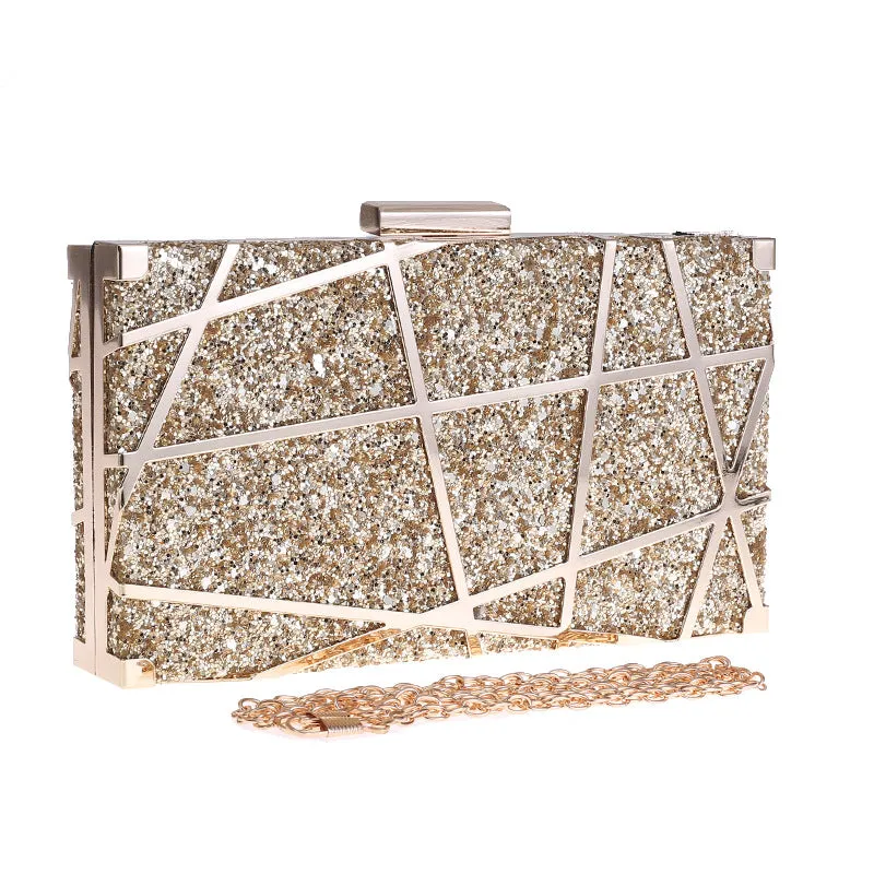 The Laser Clutch Bag in Gold, Champagne or Silver