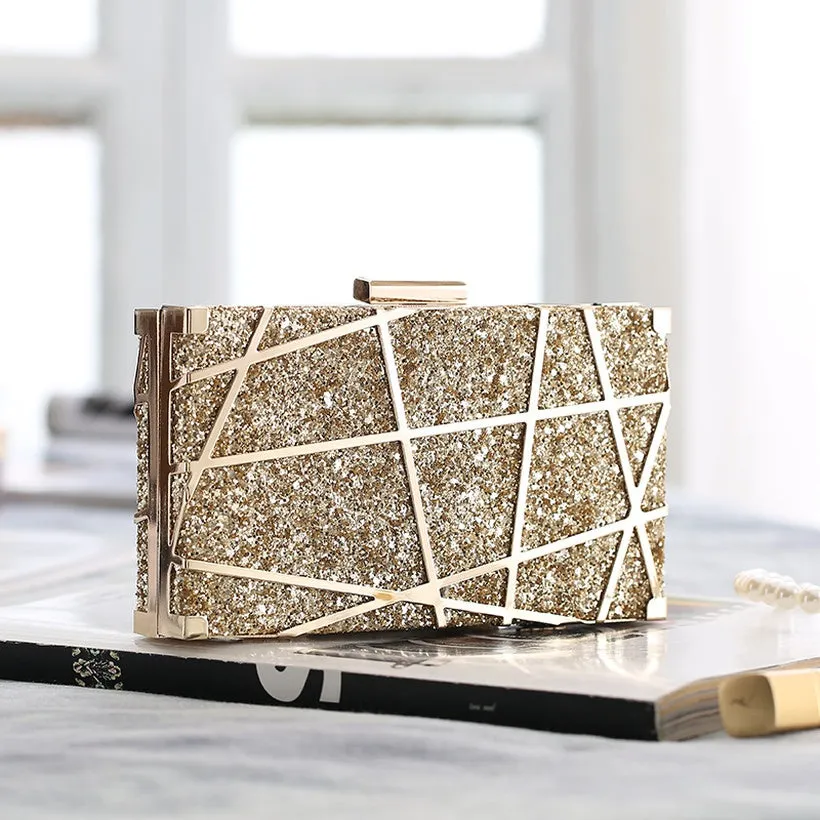 The Laser Clutch Bag in Gold, Champagne or Silver