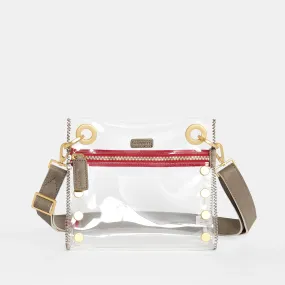 Tony Small Clear Crossbody Bag - Pewter and Red