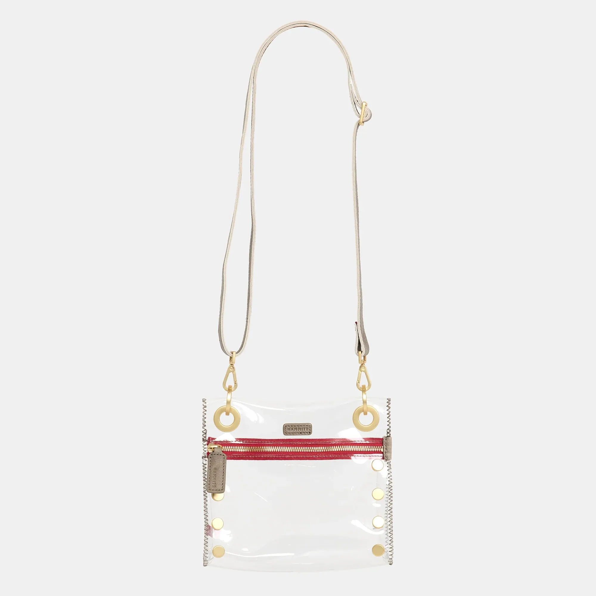 Tony Small Clear Crossbody Bag - Pewter and Red