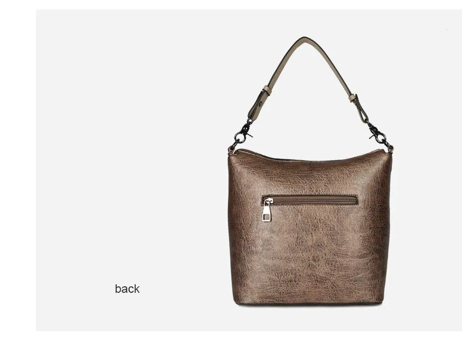 Vegan Leather Spliced Serpentine Satchel With Tassel