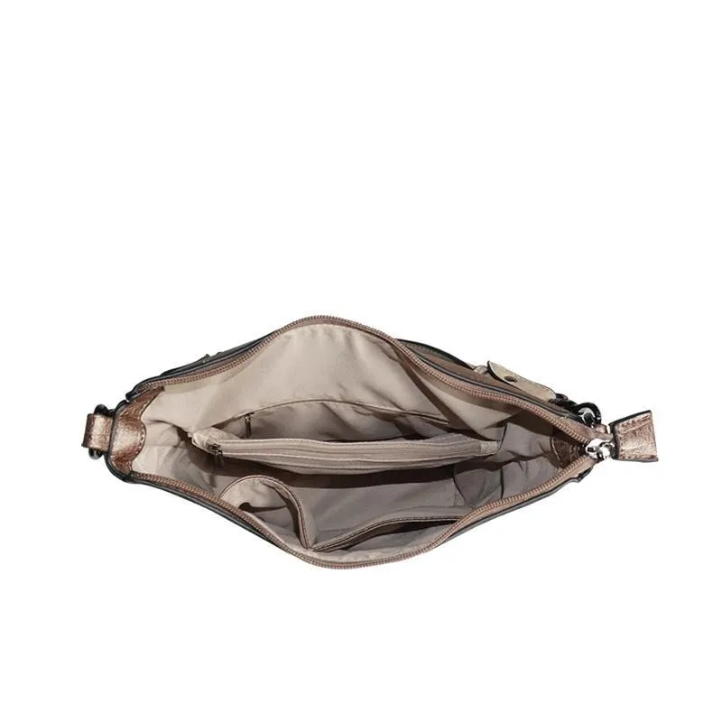 Vegan Leather Spliced Serpentine Satchel With Tassel