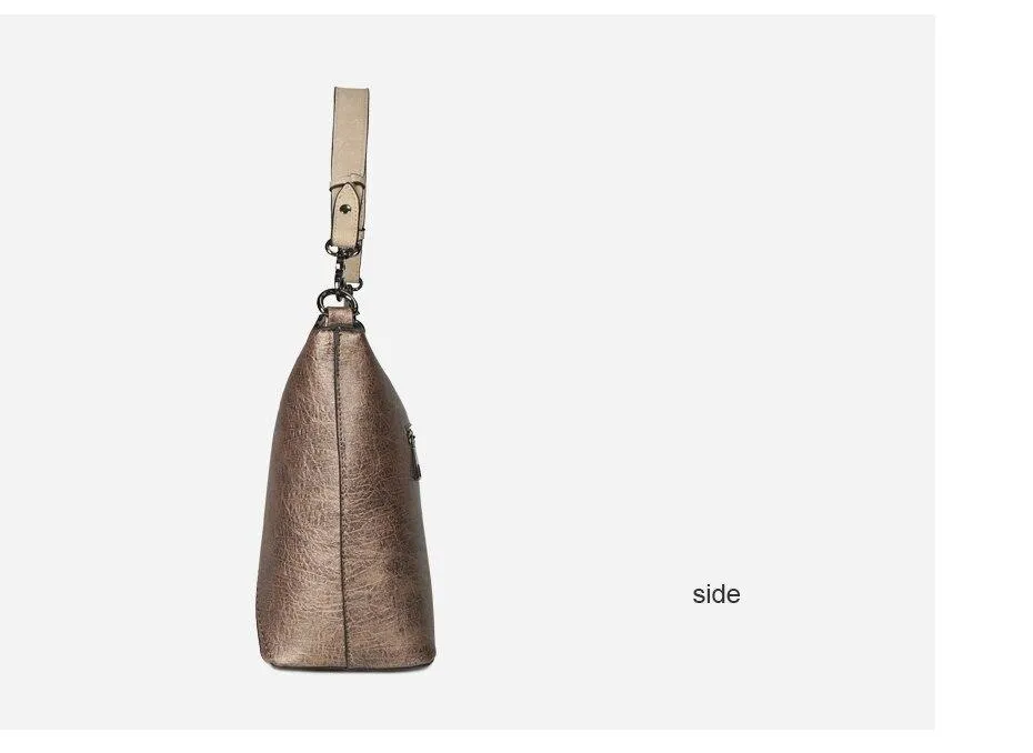 Vegan Leather Spliced Serpentine Satchel With Tassel