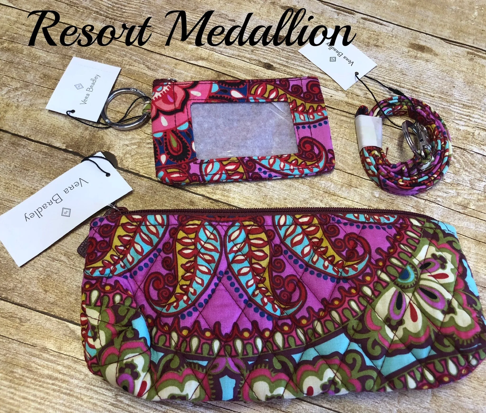 Vera Bradley 3 Pc sets (Lanyard, Zip ID Holder, Accessory Bag)