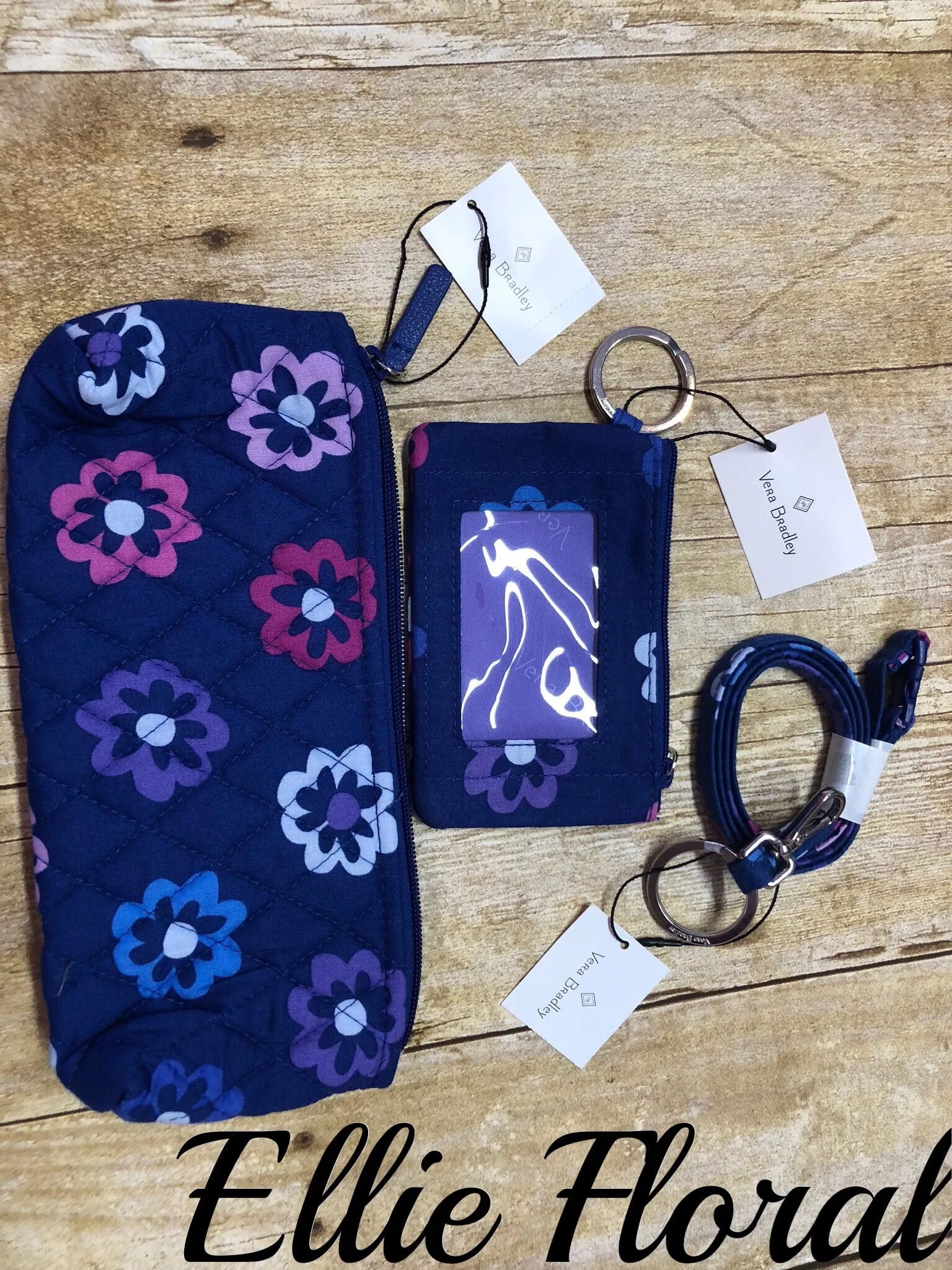 Vera Bradley 3 Pc sets (Lanyard, Zip ID Holder, Accessory Bag)