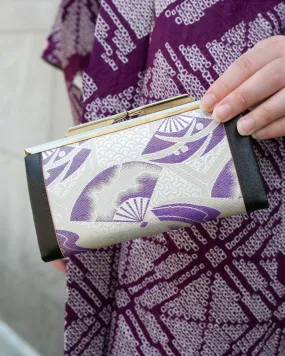 Vintage Bag, Clutch, Purple and Cream Fans
