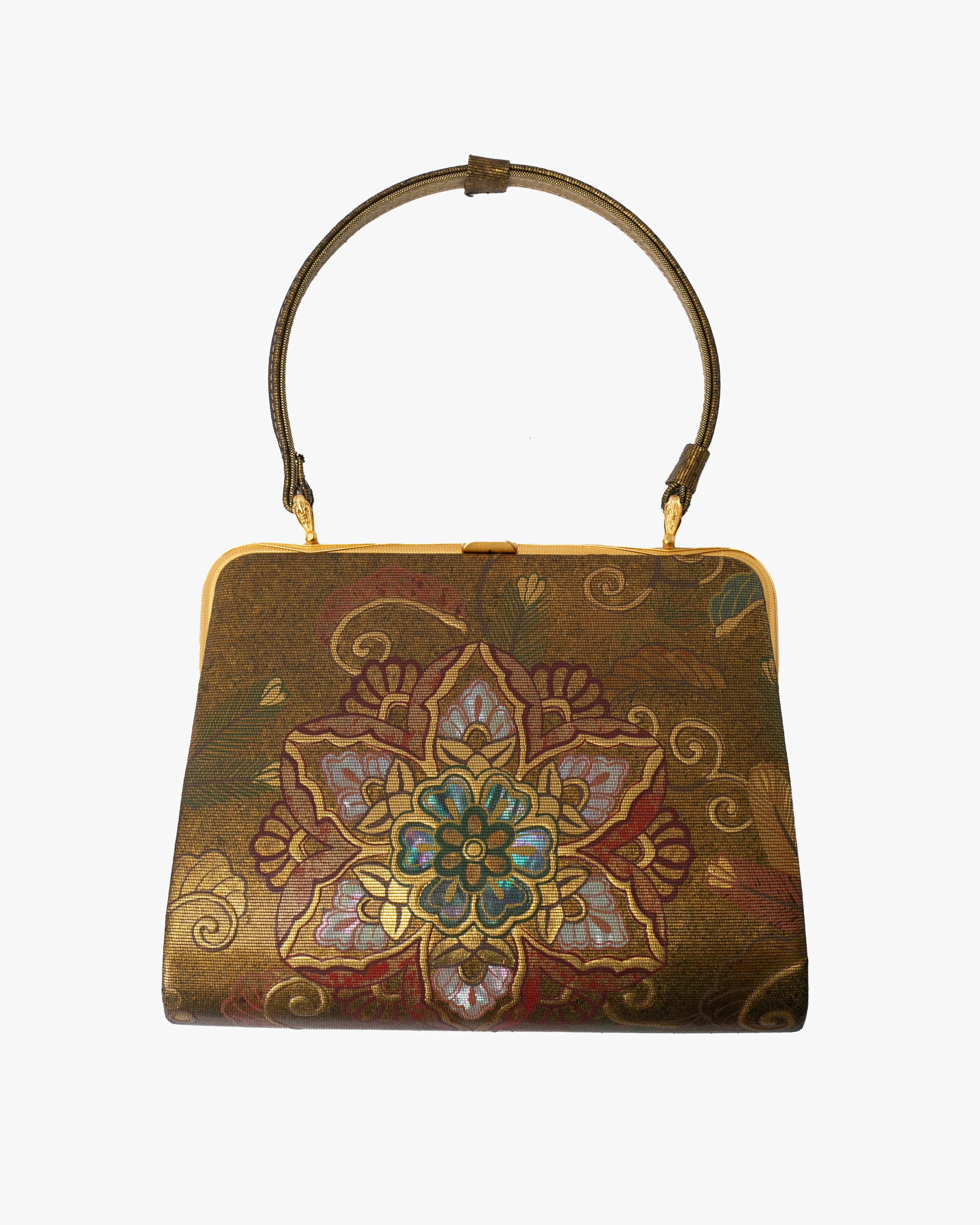Vintage Bag, Purse, Gold Flowers