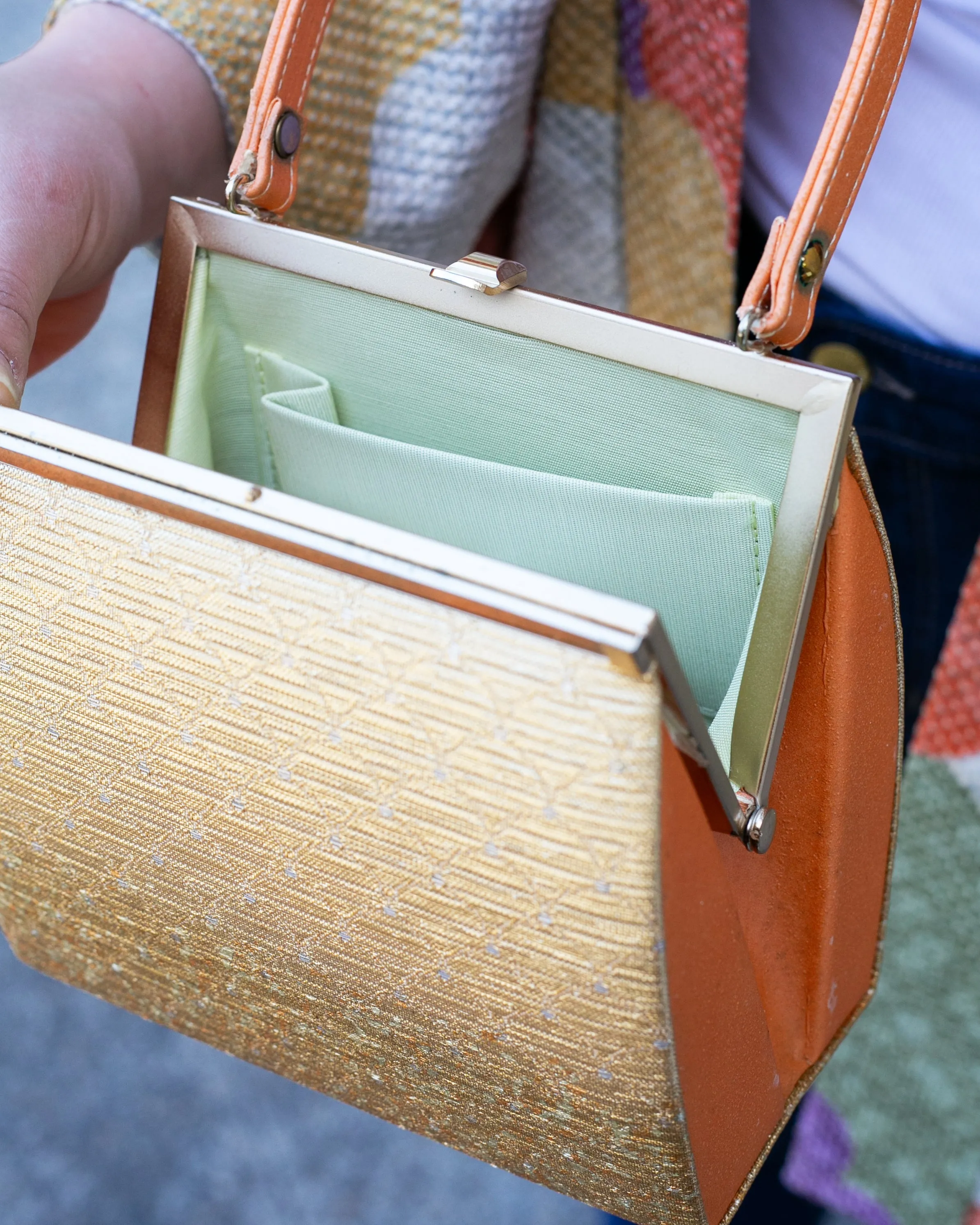 Vintage Bag, Purse, Gold Ougi