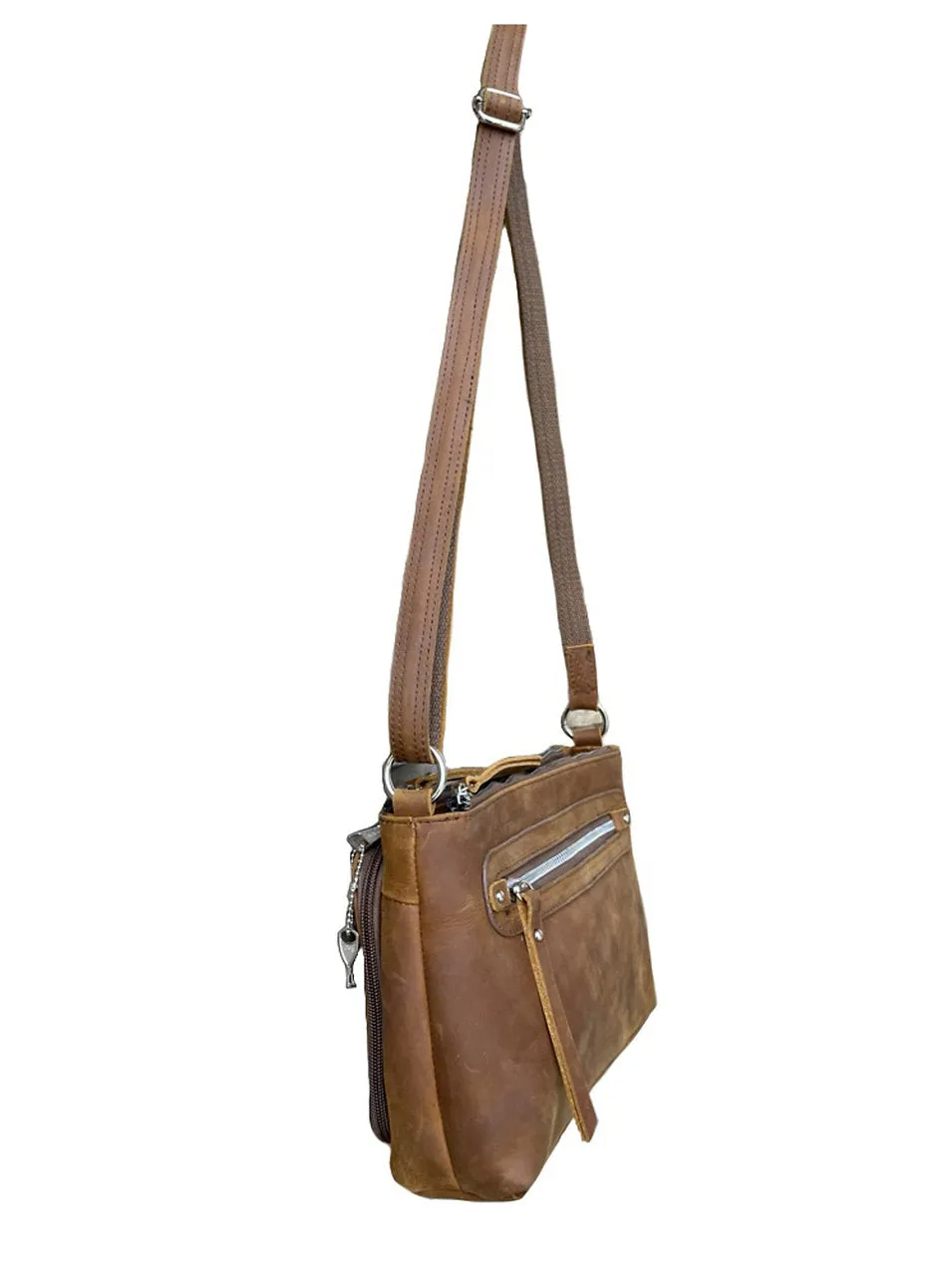 Wax and Oiled Cowhide Compact Concealed Carry Crossbody Purse