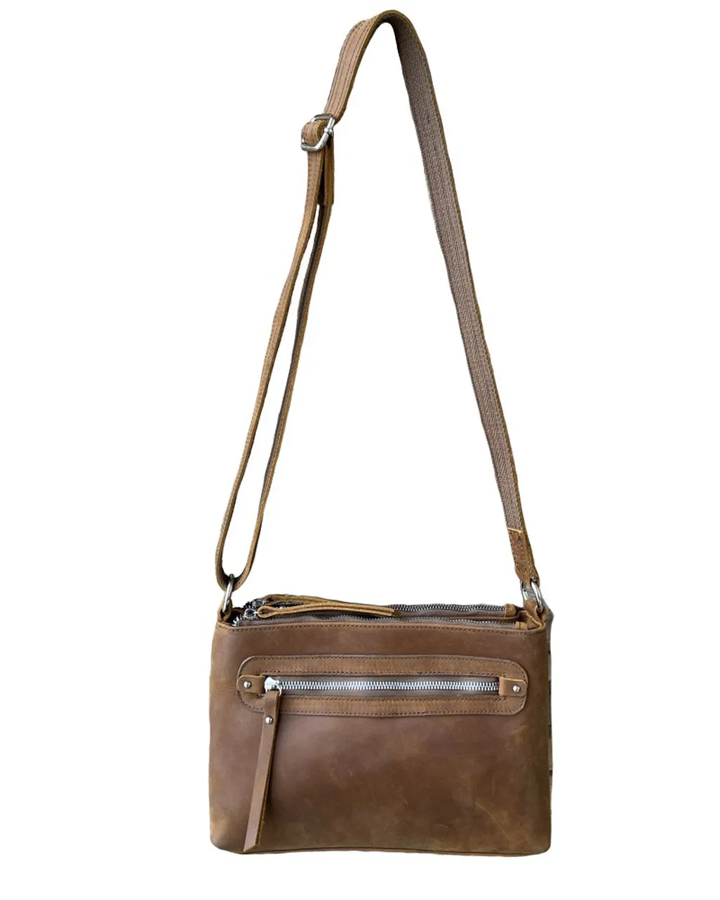 Wax and Oiled Cowhide Compact Concealed Carry Crossbody Purse
