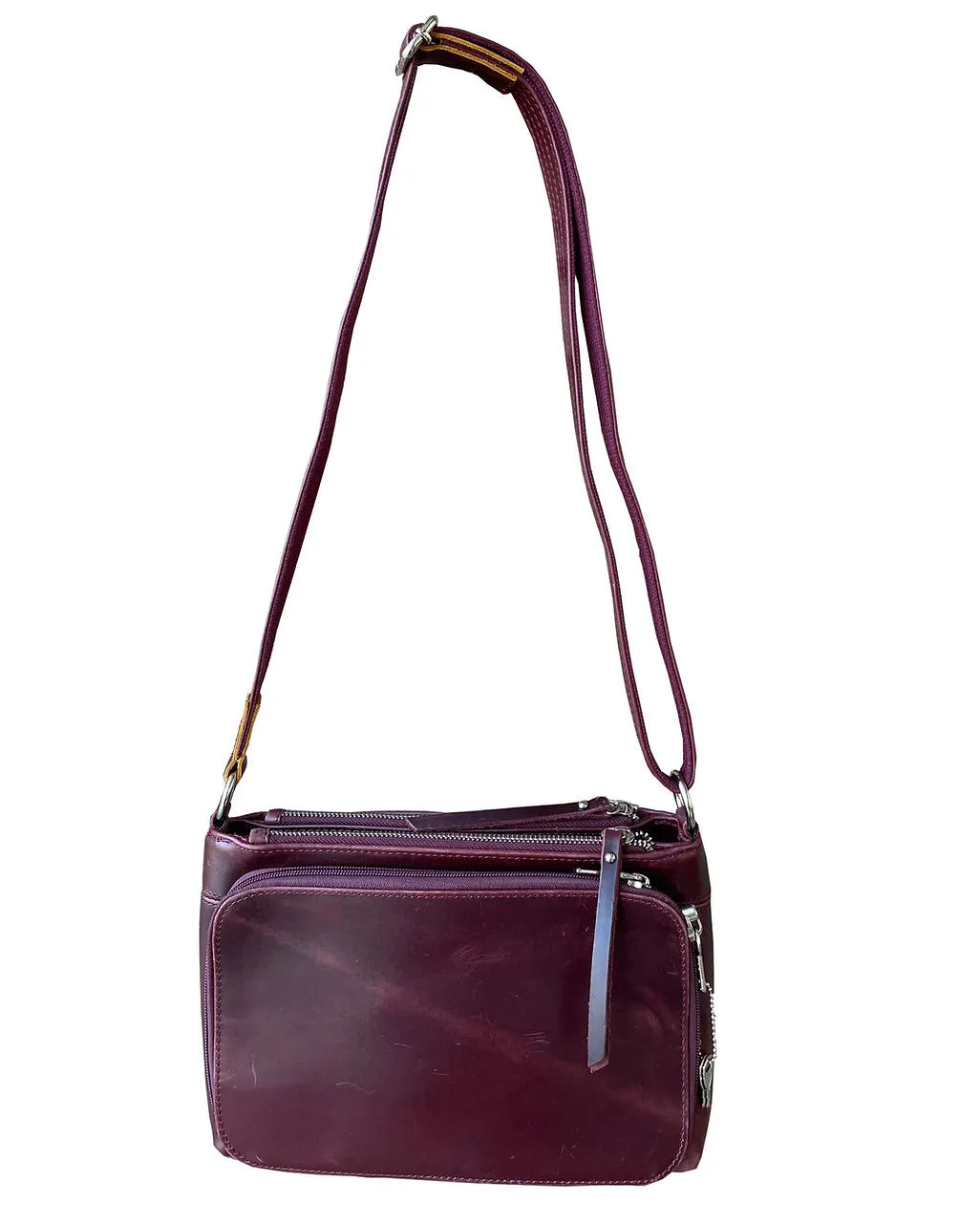 Wax and Oiled Cowhide Compact Concealed Carry Crossbody Purse