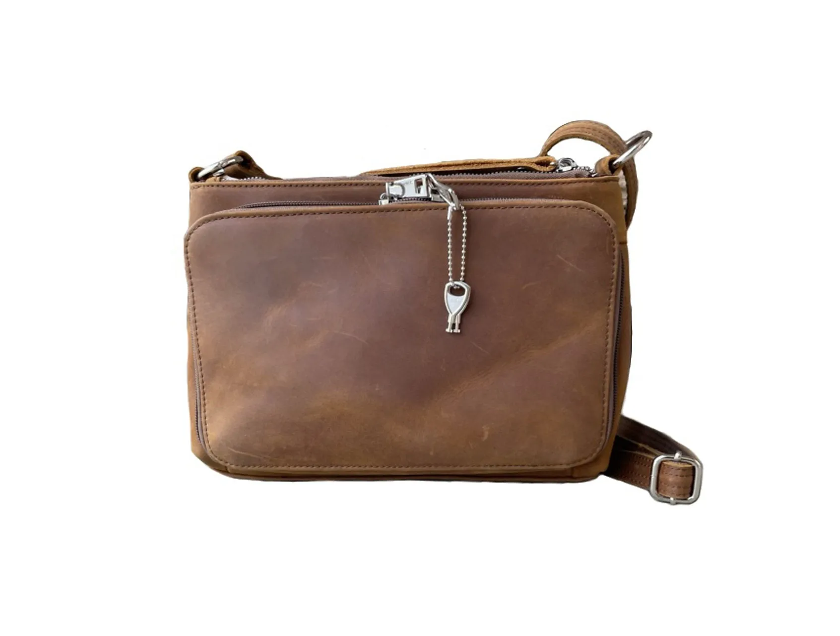Wax and Oiled Cowhide Compact Concealed Carry Crossbody Purse