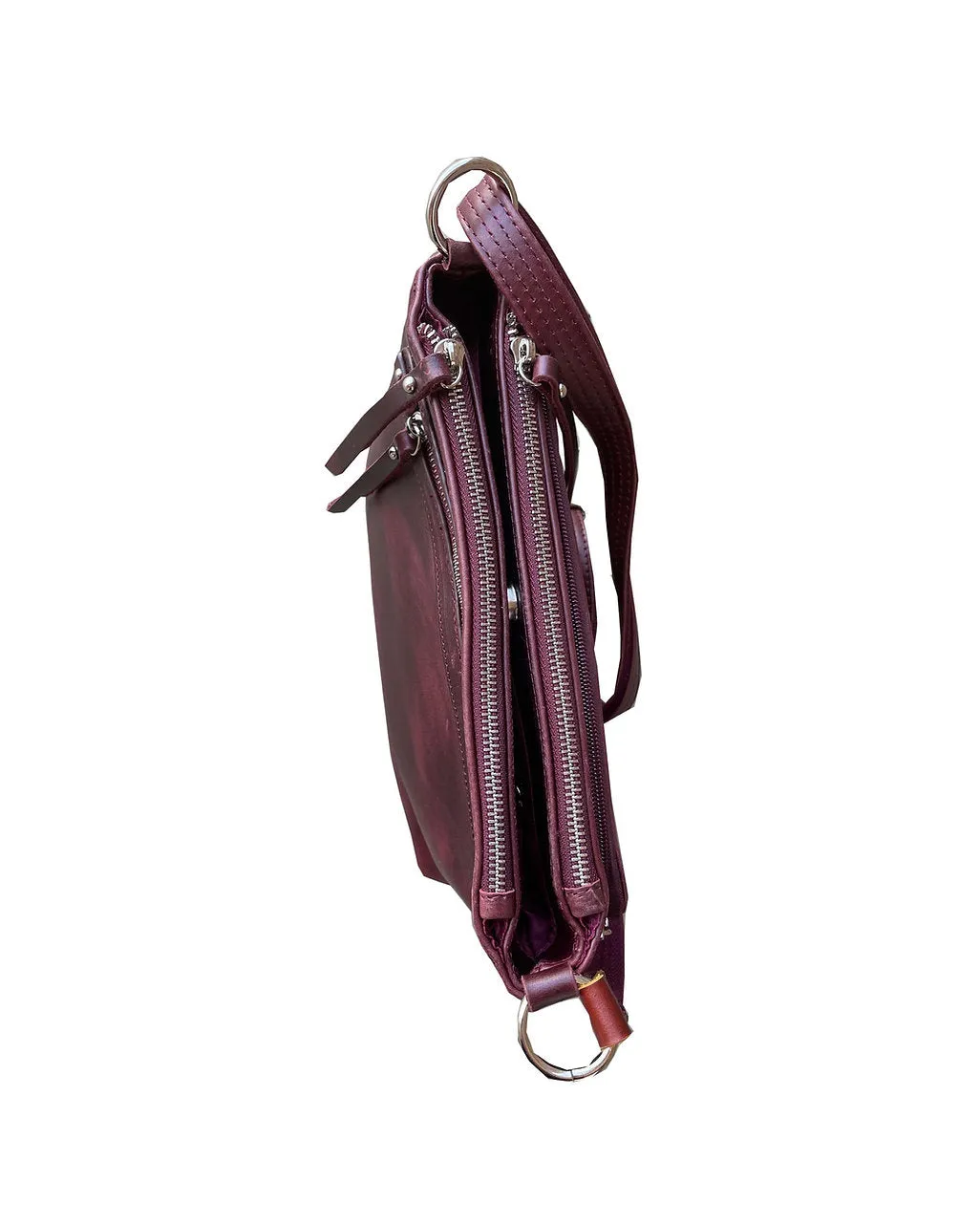 Wax and Oiled Cowhide Compact Concealed Carry Crossbody Purse