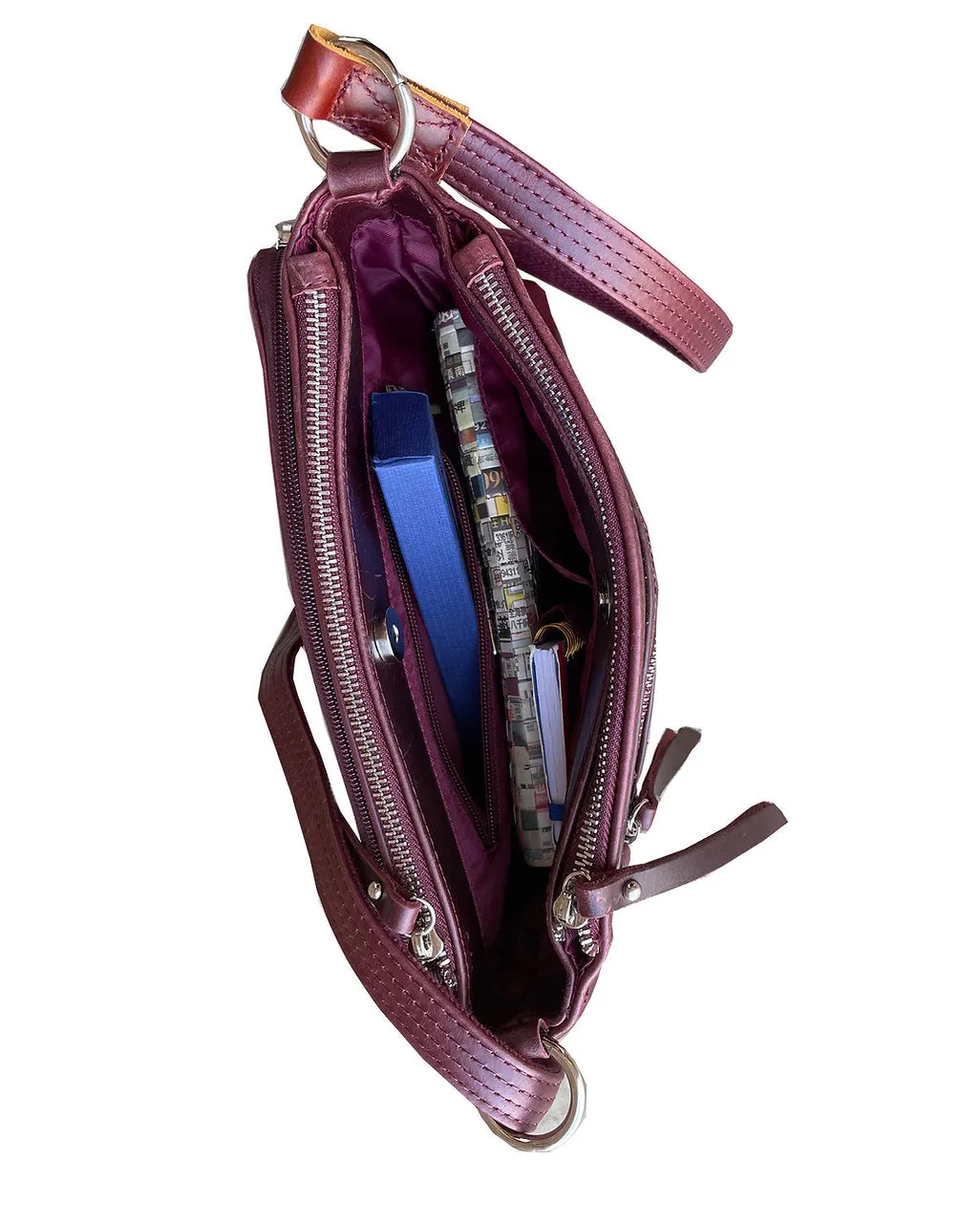 Wax and Oiled Cowhide Compact Concealed Carry Crossbody Purse
