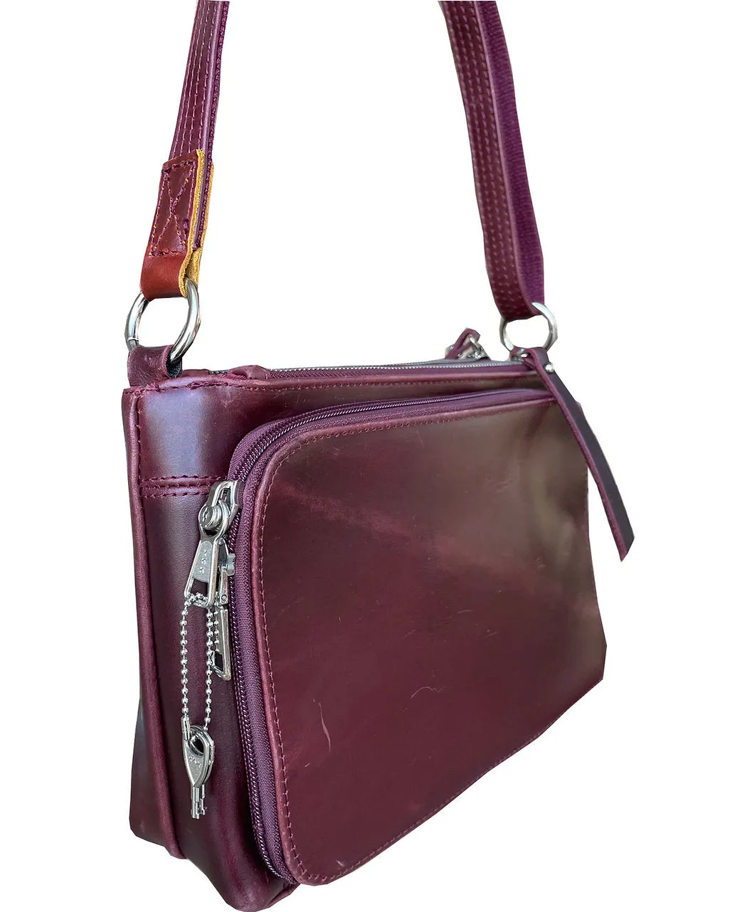 Wax and Oiled Cowhide Compact Concealed Carry Crossbody Purse