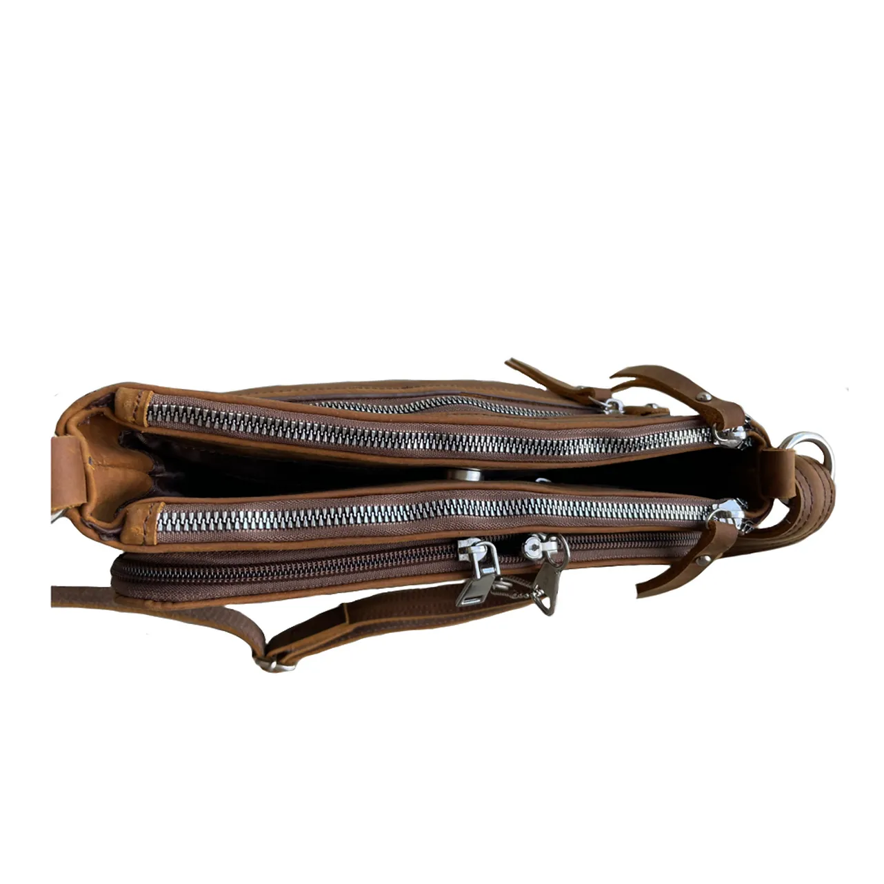 Wax and Oiled Cowhide Compact Concealed Carry Crossbody Purse