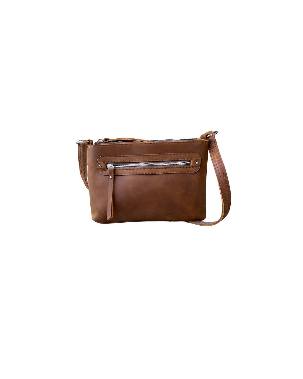 Wax and Oiled Cowhide Compact Concealed Carry Crossbody Purse
