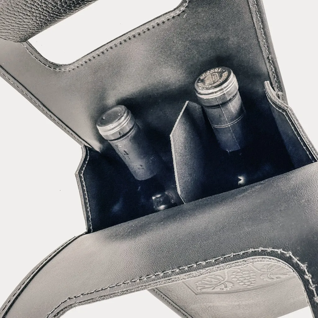 Wine Bottle Bag, Glazed Bison in Tobacco