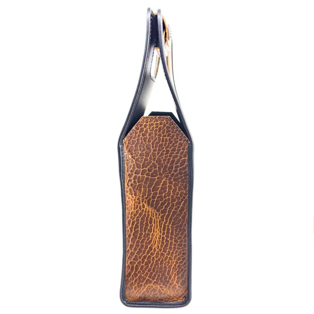 Wine Bottle Bag, Glazed Bison in Tobacco