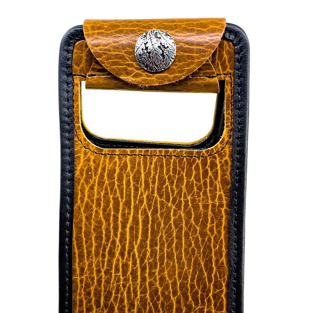 Wine Bottle Bag, Glazed Bison in Tobacco