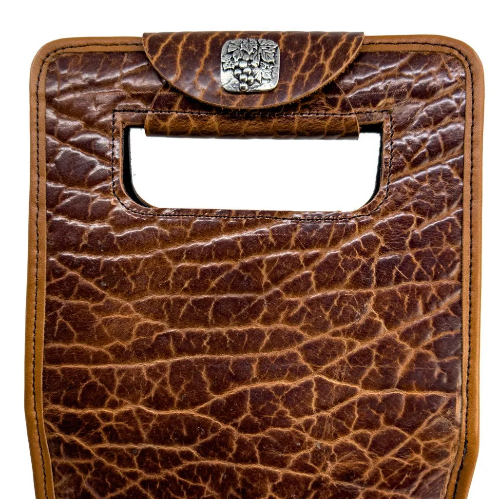 Wine Bottle Bag, Glazed Bison in Tobacco