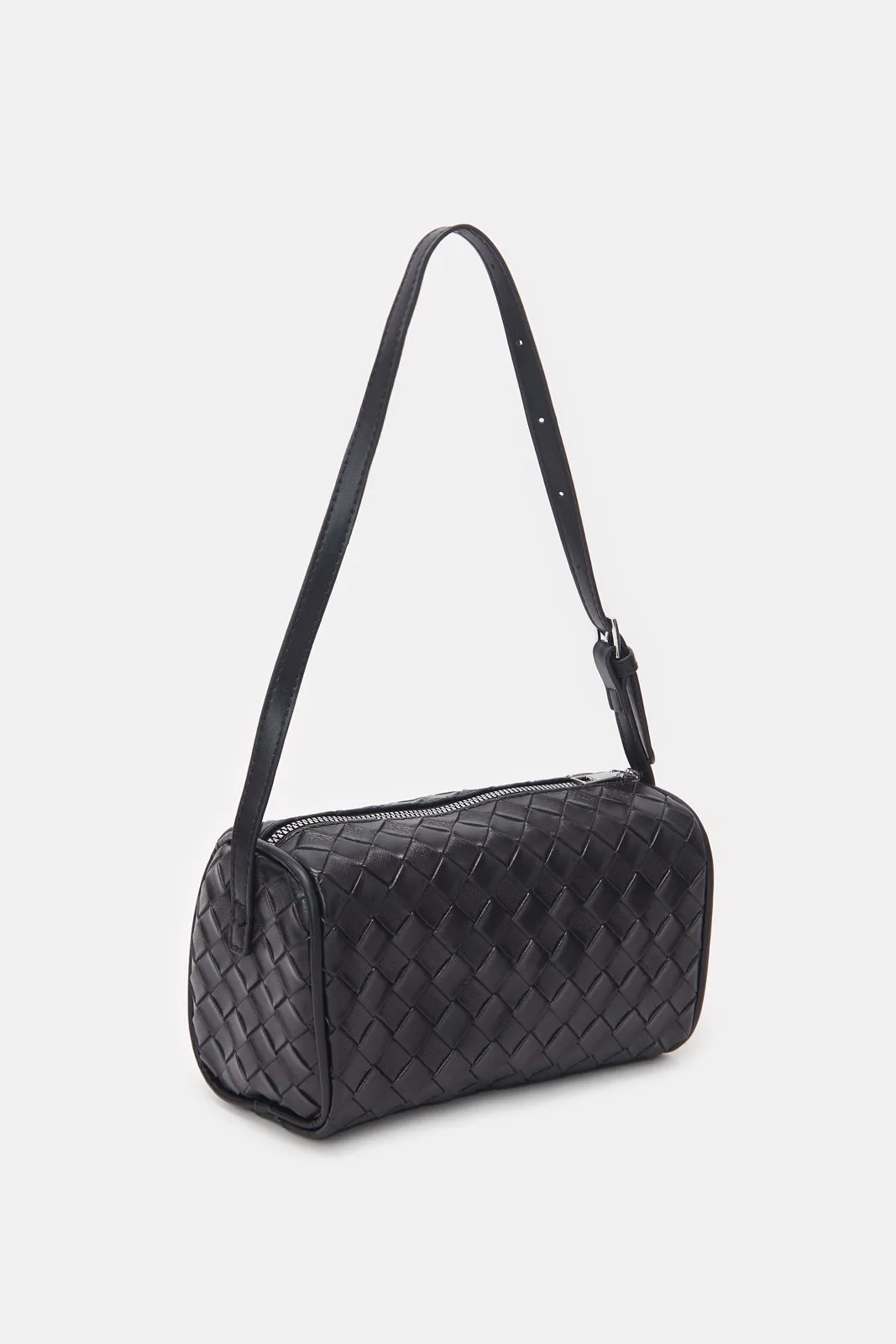 Women Black Textured Handbag