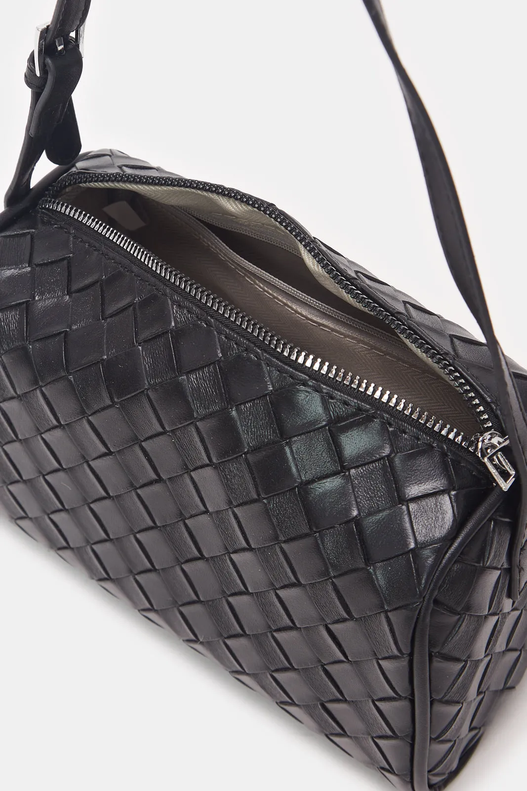 Women Black Textured Handbag