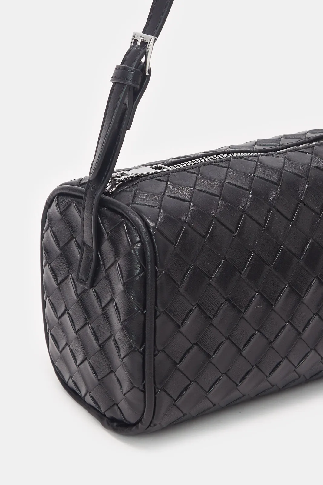 Women Black Textured Handbag
