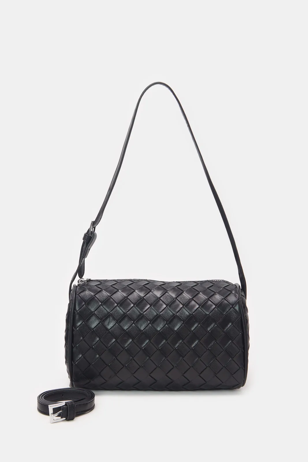 Women Black Textured Handbag