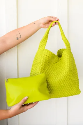 Woven and Worn Tote and Clutch in Citron - 11/25