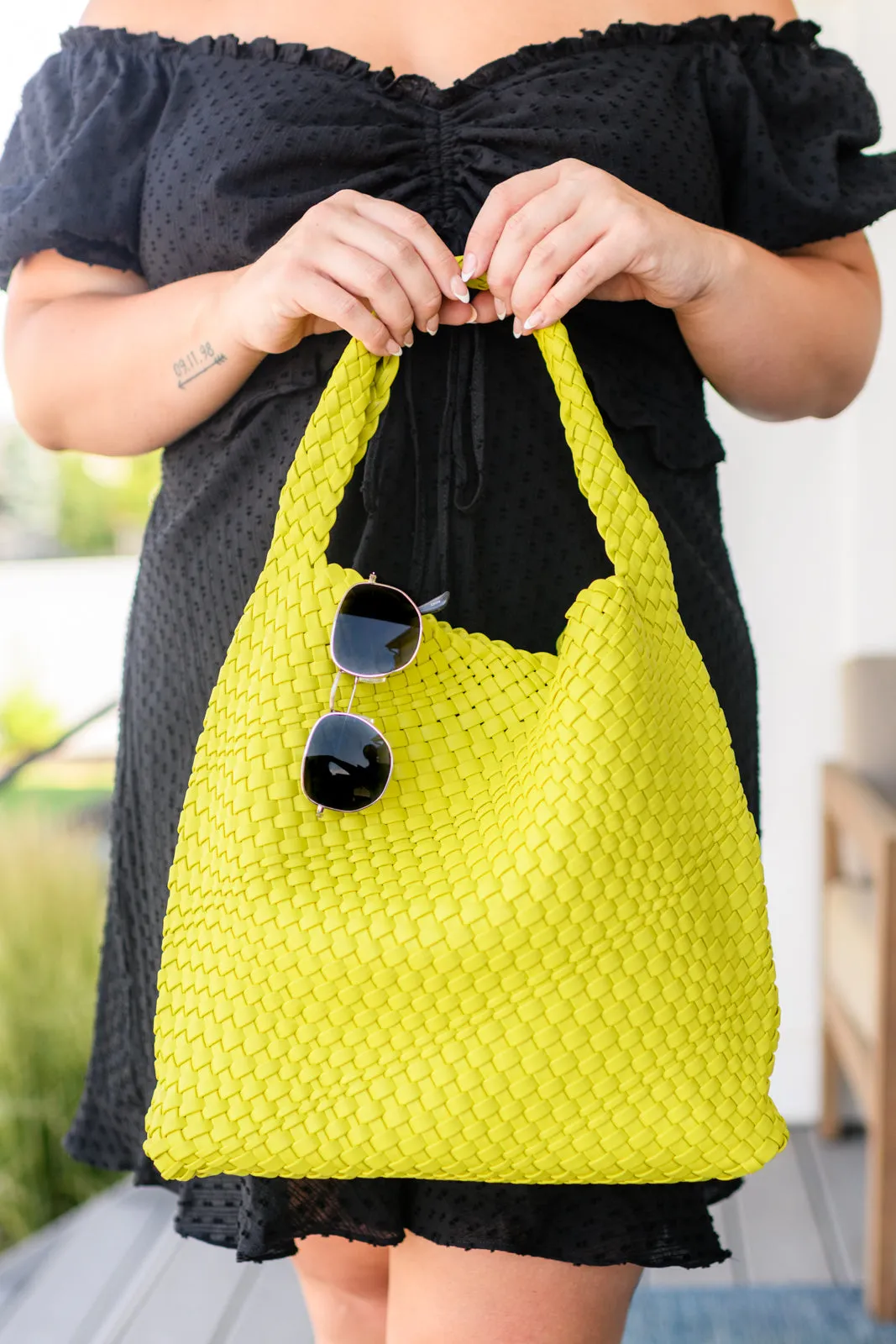 Woven and Worn Tote and Clutch in Citron - 11/25