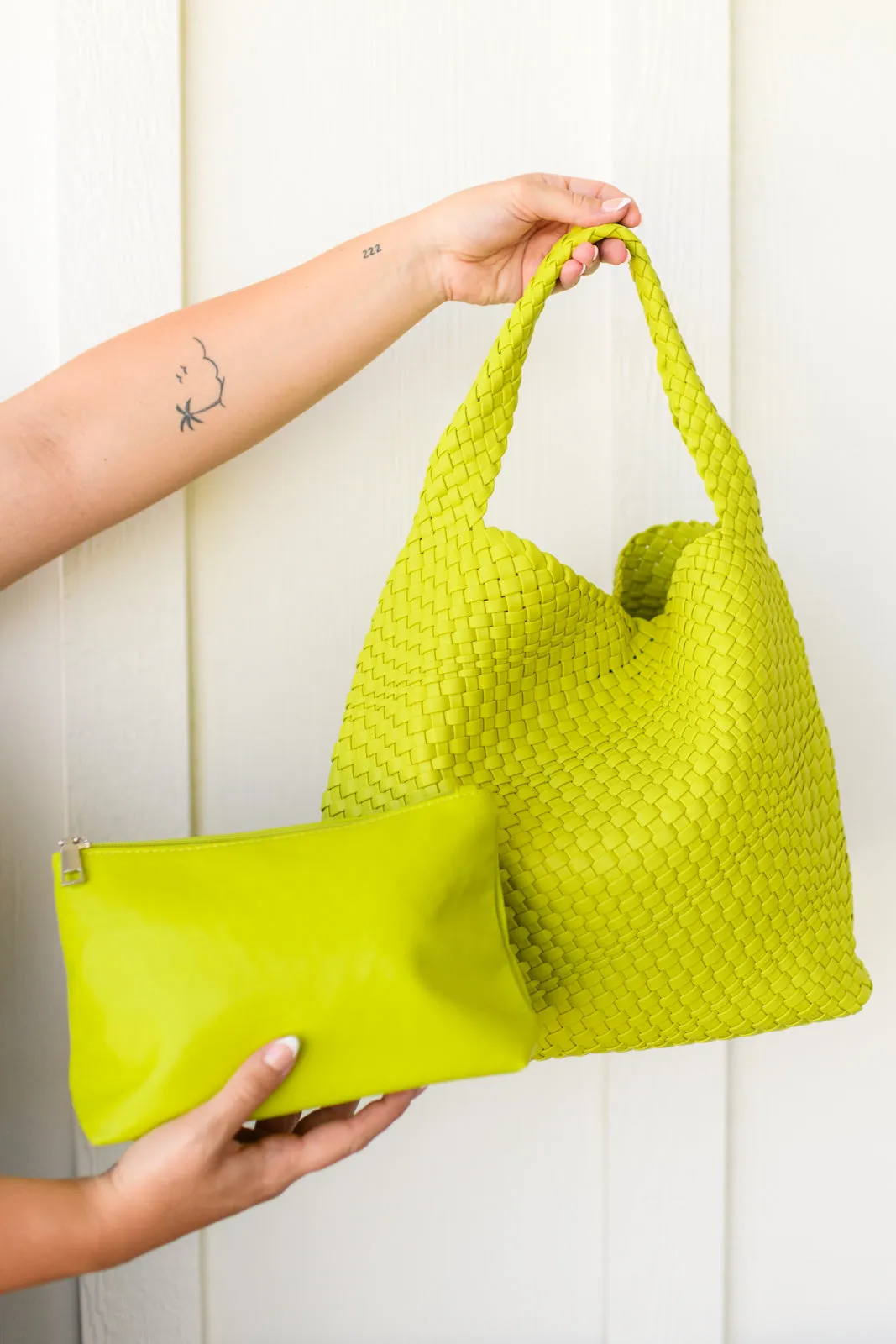 Woven and Worn Tote and Clutch in Citron - 11/25